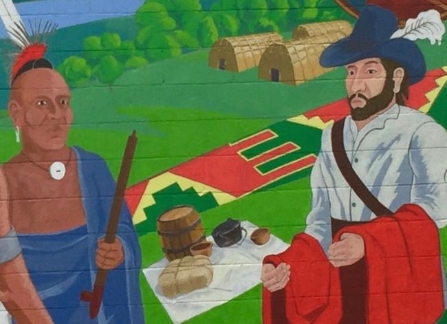 French Fur Traders on Mural in Cuba, Missouri
